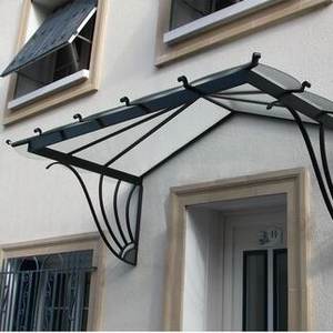 Toldo de Hierro Forjado Personalizado con Cubierta de Vidrio Templado, Protección Climática <span class=keywords><strong>para</strong></span> la Entrada Principal, Diseño Elegante - Product Image 3