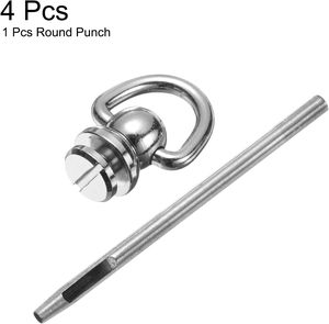 HARFINGTON Pcs D Ring Button <b>Rivets</b> Mm Brass Studs <b>Rivets</b> D Ring Stud Screw Ball With Mm <b>Leather</b> Hole Punch For <b>Leather</b> Craft Si - Product Image 3