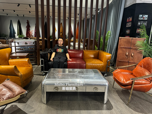 تصميم عتيق للأريكة الأمريكية LC2 أثاث أريكة من الجلد العتيق بنمط مميز - Product Image 3