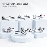 Robinet de Douche Thermostatique Mural Contemporain en Laiton à Double Poignée, Chromé Poli, avec Protection de Température Verrouillable