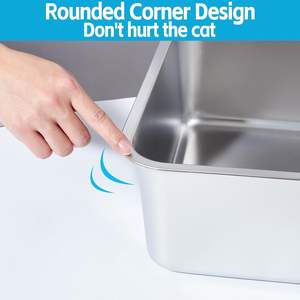 Metall Hochseitige Katzen pfanne Antihaft Kein Geruch Leicht zu reinigende Katzen toilette aus Edelstahl - Product Image 4
