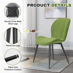 Modern Ribbed Dining <b>Chair</b> Comfort Fabric Upholstered Sturdy <b>Metal</b> Legs Portable Home Office Home Kitchen Restaurant Dining Room - Product Image 5