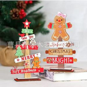 Wooden Christmas <b>Tree</b> Ornament Gingerbread Man Solid Wood Desktop <b>Stand</b> Indoor Decorations Holiday Figurine - Product Image 5