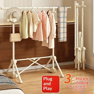 Stendibiancheria Pieghevole in Acciaio, da Terra, Compatto, per Balconi, Estensibile e Regolabile in Altezza, per Uso Domestico - Product Image 1