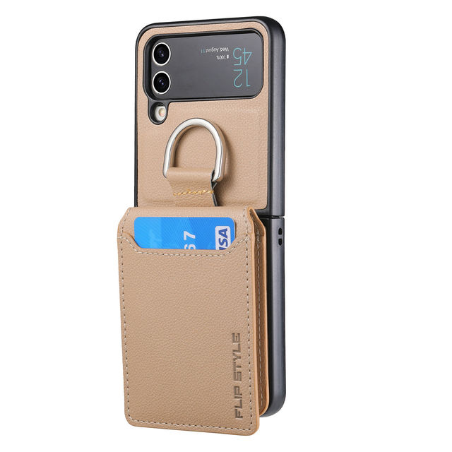 For Samsung ZFlip6 Phone Case Ring Wallet Card Holder Flip5/4/3 Protective Cover