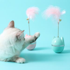 Hot Selling High Quality Funny Cat Face Tumbler With Feather Cat Teaser Interactive Movement <b>Pet</b> <b>Toys</b> Relieve Boredom Cat <b>Toys</b> - Product Image 6