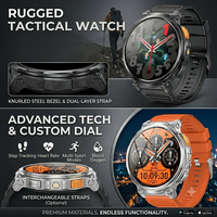 Reloj Inteligente Deportivo K66 de 1.85 Pulgadas, Batería Grande de 730 mAh, Reloj Inteligente Deportivo Resistente para Exteriores para Hombres, Modos Deportivos Android e iOS, Voz AI