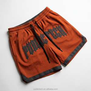 Clothing Manufacturer Patchwork Elastic Waist Mesh <b>Shorts</b> <b>Men</b> Custom Embroidered Applique Heavyweight Basketball <b>Shorts</b> Summer - Product Image 1