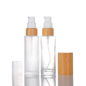 Flacon pompe en verre 100/120/150/200 ml avec bouchon en bambou, distributeur de <span class=keywords><strong>mousse</strong></span> cylindrique pour savon, sérigraphie, nettoyant visage, cils - Product Image 3