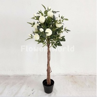 Grand arbre de bougainvillier artificiel avec tronc en bois de fleurs roses et Pot noir pour décor de noël à la maison de mariage de bureau