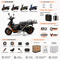 Scooter électrique OEM/ODM 60V 1000W, moto électrique avec amortisseur hydraulique, contrôleur 12 tubes, écran LCD, vélo électrique