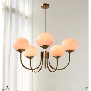 Vintage Bauhaus Pink Chandelier 5 Head Round E27 <b>LED</b> <b>Light</b> For Living Room Bedroom French Style - Product Image 3