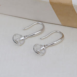 Crochet d'oreille en argent S925 avec plusieurs perles, boucles d'oreilles personnalisées avec 4-5 perles, accessoires de bricolage, forme plate de 6 mm, support vide pour femmes - Product Image 4