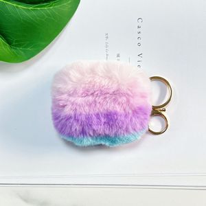 เคส AirPods ลายรุ้งขนปุยแบบขายส่ง TPU+ขนปุย น่ารักและกันกระแทก เคส AirPods ขนปุยไล่สี - Product Image 1