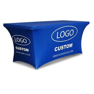 Custom Logo 6ft 4ft 8ft Fitted Stretch Spandex Anti-Wrinkle Digital Printed Square Table Cover Wedding Party Trade Show AOZHAN - Product Image 1