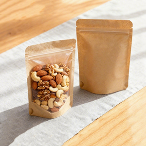Giấy kraft đứng lên túi rõ ràng cửa sổ túi khóa kéo cho các loại hạt trái cây sấy khô đồ ăn nhẹ - Product Image 2