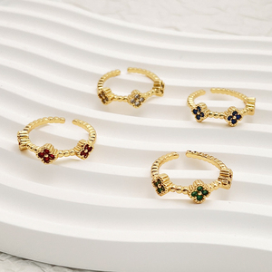 Alla moda oro placcato gemma di gioielli di colore brillante zircone cubico decorato a forma di cuore regolabile anelli per le donne - Product Image 2