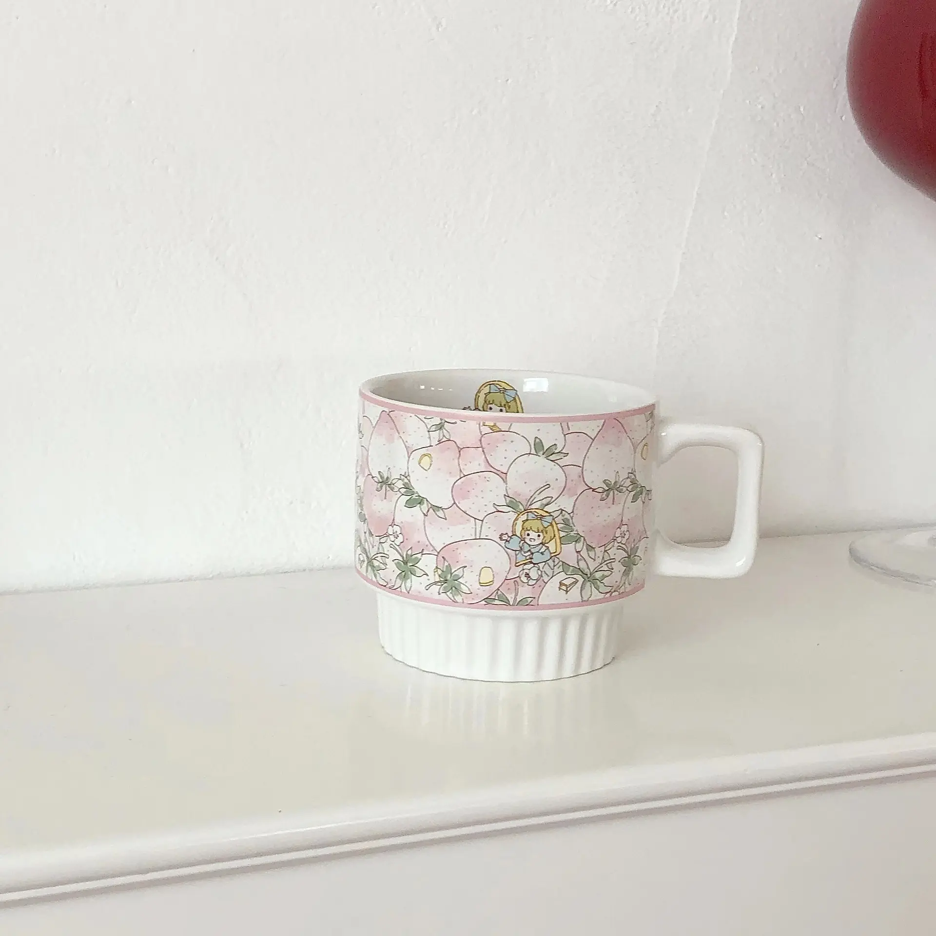 SYL INS çizim sevimli kupalar kızlar için yaratıcı seramik su bardağı ofis kahve fincanı