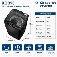 9kg All-in-One Electric Washer Dryer CE CB Certified High Efficiency Automatic Control Household Commercial Hotel Use English