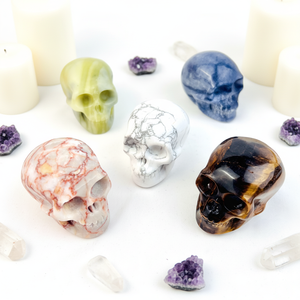 جماجم كريستالية متعددة المواد منحوتة يدويًا من الأحجار الطبيعية المصقولة للبيع بالجملة، منتجات روحية للديكور المنزلي - Product Image 2
