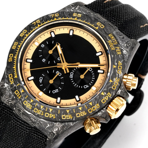Relógio mecânico masculino de alto padrão com moldura preta e dourada e três mostradores, um design esportivo luxuoso essencial para um estilo moderno. - Product Image 3