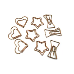 STASUN high quality fancy Gold color heart shaped Metal Paper Clips for school office and home