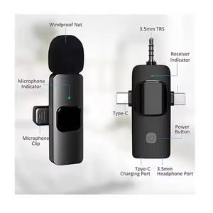 Micrófono Lavalier inalámbrico portátil de 2,4G para teléfono <span class=keywords><strong>Android</strong></span> Live Broadcast Gaming Mini micrófono Función de cancelación de ruido uso en estudio - Product Image 1