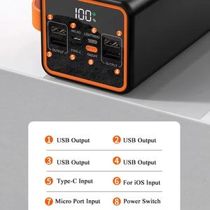 Banque de puissance d'usine Banque de puissance haute capacité et de haute qualité Lanière intégrée 90000mah 70000mah 50000mah 30000mah Noir de voiture - Product Image 3