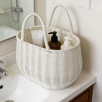 Panier en rotin tressé blanc pour fleurs et fruits, décoration de mariage, cadeau pour femme, pour Noël et les fêtes, avec chaîne de perles