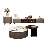 Ensemble de salon moderne et minimaliste de luxe, table basse et meuble TV en pierre durable pour maisons, appartements, résidences, villas
