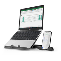 Support portable pliable en métal pour ordinateur portable avec support de téléphone 2-en-1, rehausseur rotatif à 360° pour bureau