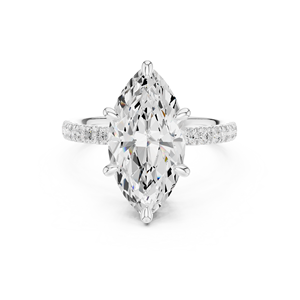 Bagues en diamant, bague de fiançailles, or massif 14 carats, diamant de laboratoire taille marquise, taille brillant rond, collection de bijoux en diamant - Product Image 6