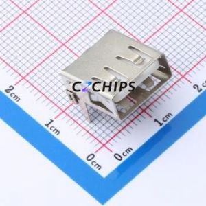 AF 90° ZJDG ZB USB Connector Bent Lead Through Hole Connector Type-A USB 2.0 Female Right Angle Insert - Product Image 1