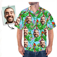 Chemise Hawaïenne Personnalisée avec Photo, Boutons, Manches Courtes, Tropicale, Amusante, Été, Anti-humidité, pour Hommes, Anniversaire