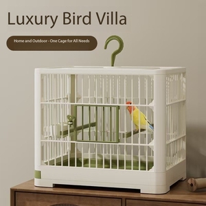 Gran jaula para pájaros al aire libre-Aviario de plástico portátil con casa para pájaros de diseño simple con bandeja transpirable Nueva actualización para mascotas - Product Image 3