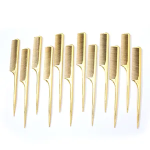 Logo personalizzabile all'ingrosso 12 pezzi Set di pettini per lo Styling della coda dell'osso dorato leggero per le donne dei capelli