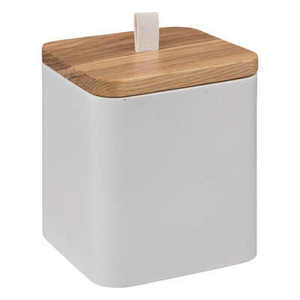 NATUREO Porte-serviettes en coton blanc avec couvercle en bambou 9.1X9.1 H 10.3CM - Product Image 1