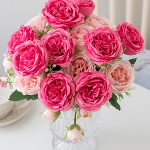Flores Simuladas com 5 Cabeças, Novas Peônias, 4 Buquês de Rosas Pequenas, Flores Artificiais, Buquês Portáteis para Decoração de Sala de Estar - Product Image 4