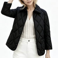 Veste matelassée en diamant pour femme, col rabattu, boutonnée, idéale pour le travail, manteau d'hiver, vente en gros