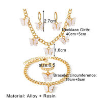 Ensemble de bijoux tendance plaqué or 4 pièces avec pendentif papillon, boucles d'oreilles, collier et bracelet de créateur pour femme, idéal pour les soirées