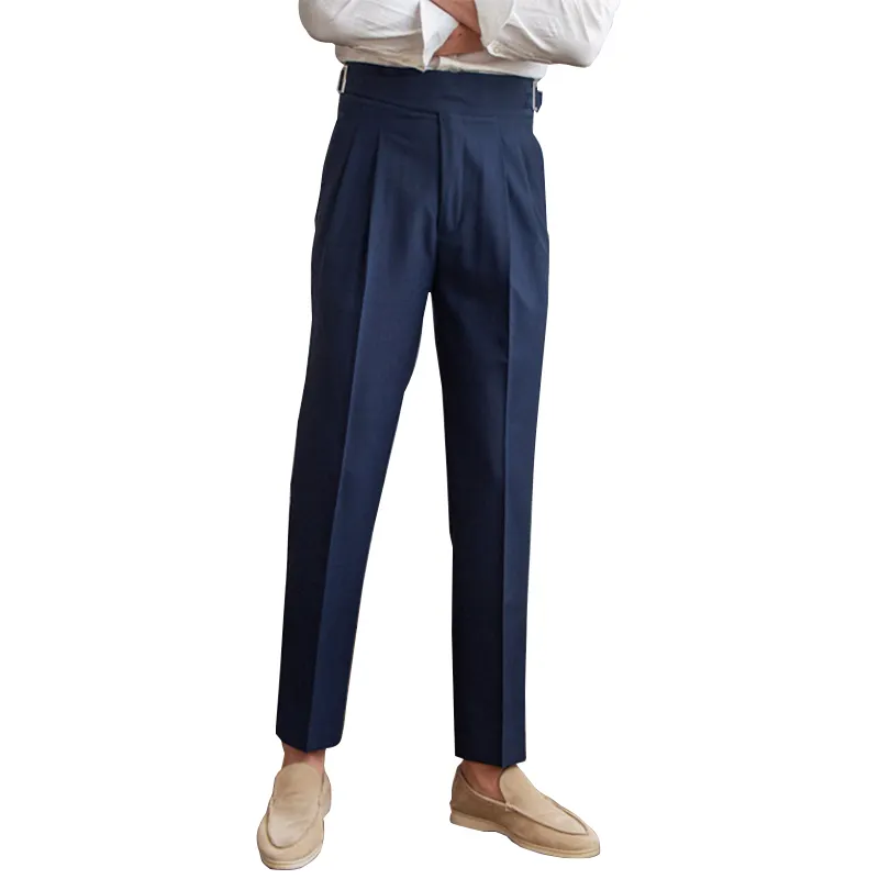 2022 kuerge straight pants anti wrinkle casual nine point pants Italian style versatile Vintage trousers trendy men