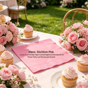 Tovaglioli di Carta Rosa per Cocktail 'Party Love' 33x33cm Ricamati per Feste in Casa ed Eventi Ristorativi - Product Image 6