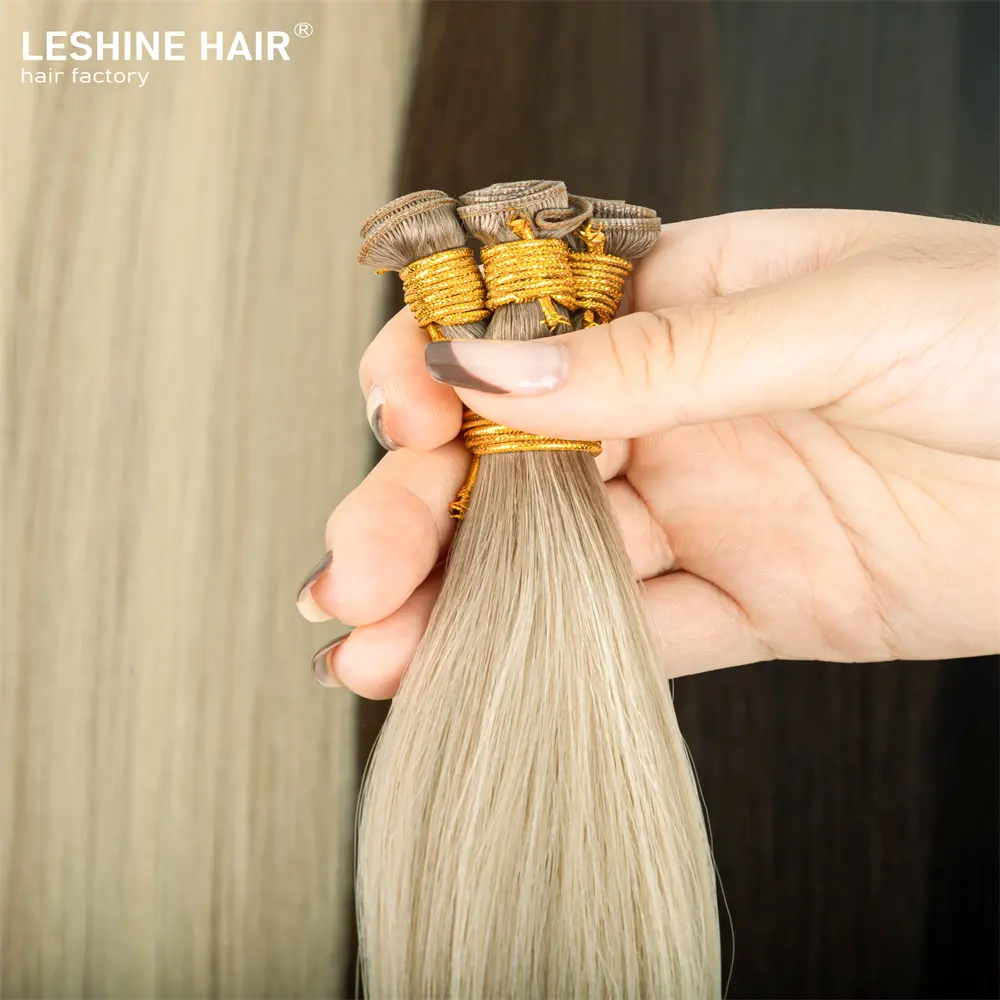2023 New Design Handtied Weft Hair Extensions No Return Hair Thin Soft Light Cuticle Intact Genius Hair Weft