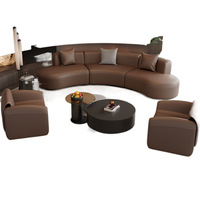 Ensemble canapé incurvé une place et table basse en PU pour salon de beauté, club, espace lounge, hall d'hôtel, bureau de vente, salle de réunion, coin réception