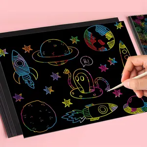 Uli Hoge Kwaliteit Diy Regenboog Magic Scratch Art Crafts Papier Scratch Tekenboek Kinderen Black Scratch Paper Art