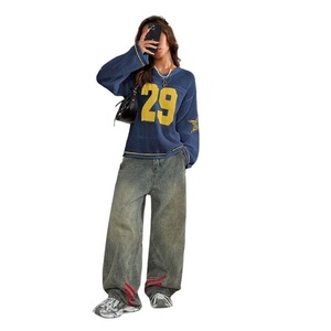 Nouveau <span class=keywords><strong>Pull</strong></span> Tricoté <span class=keywords><strong>Femme</strong></span> Col V Manches Longues Imprimé Numérique Tendance Décontractée Urbaine Style Européen et Américain <span class=keywords><strong>Vintage</strong></span> Été 2025 - Product Image 2