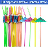 100 pièces/paquet pailles de fête hawaïennes Luau pailles décoratives 3D parapluie Art parfait pour les événements d'été et de plage