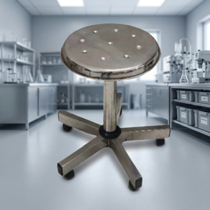 Tabouret pivotant moderne entièrement en acier inoxydable pour utilisation au chevet des patients en milieu hospitalier, conception durable et résistante à la rouille - Product Image 4