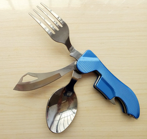 Abnehmbare Camping Utensilien Besteck Edelstahl Tragbare faltbare Messer Gabel Löffel Flaschen öffner - Product Image 6