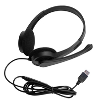 Casque d'écoute USB pour ordinateur portable, avec microphone, contrôle du volume, sur l'oreille, prise USB, filaire, pour bureau, centre d'appels, pour ordinateur